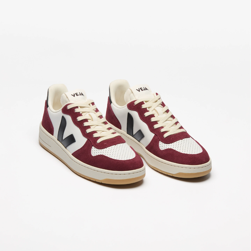 VEJA V-10 Prime Leather White Black Amarante | Sketba