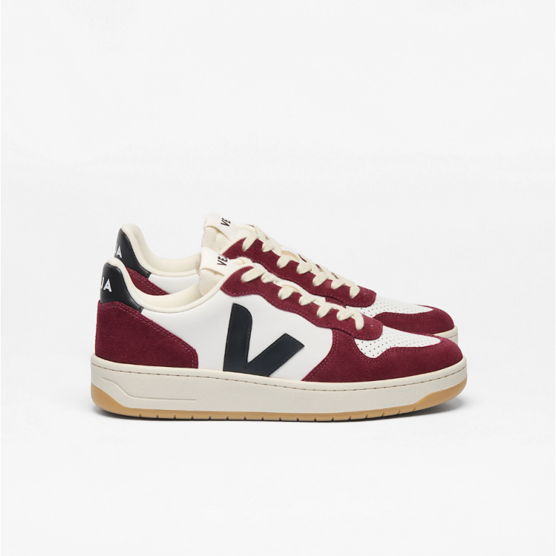 VEJA V-10 Prime Leather White Black Amarante | Sketba